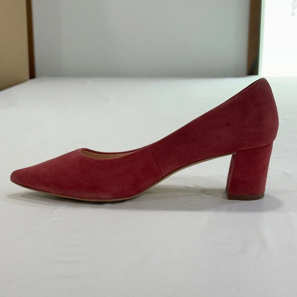 Kate Spade Moulin Pumps Womens 8.5B Pink Suede Block Heel | Classic Professional